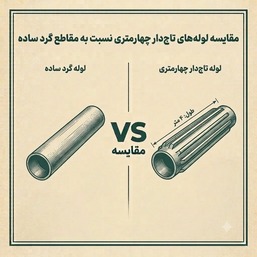 چرا لوله‌های تاج‌دار چهارمتری بر مقاطع گرد ساده برتری مطلق دارند؟